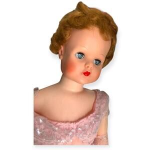 ANTIQUE LARGE DELUXE READING DOLL SWEET ROSEMARY 1950’s Era 29" READ PINK DRESS